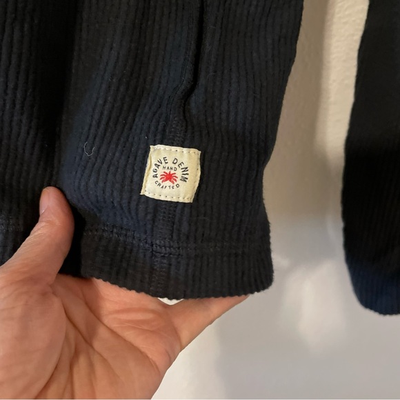 Agave Denim Wave Train Flat Back Seersucker 1/4 Zip Mock Pullover Black NWT-S - Picture 7 of 13